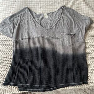 We The Free Gray and Black Crop Pleated T-Shirt